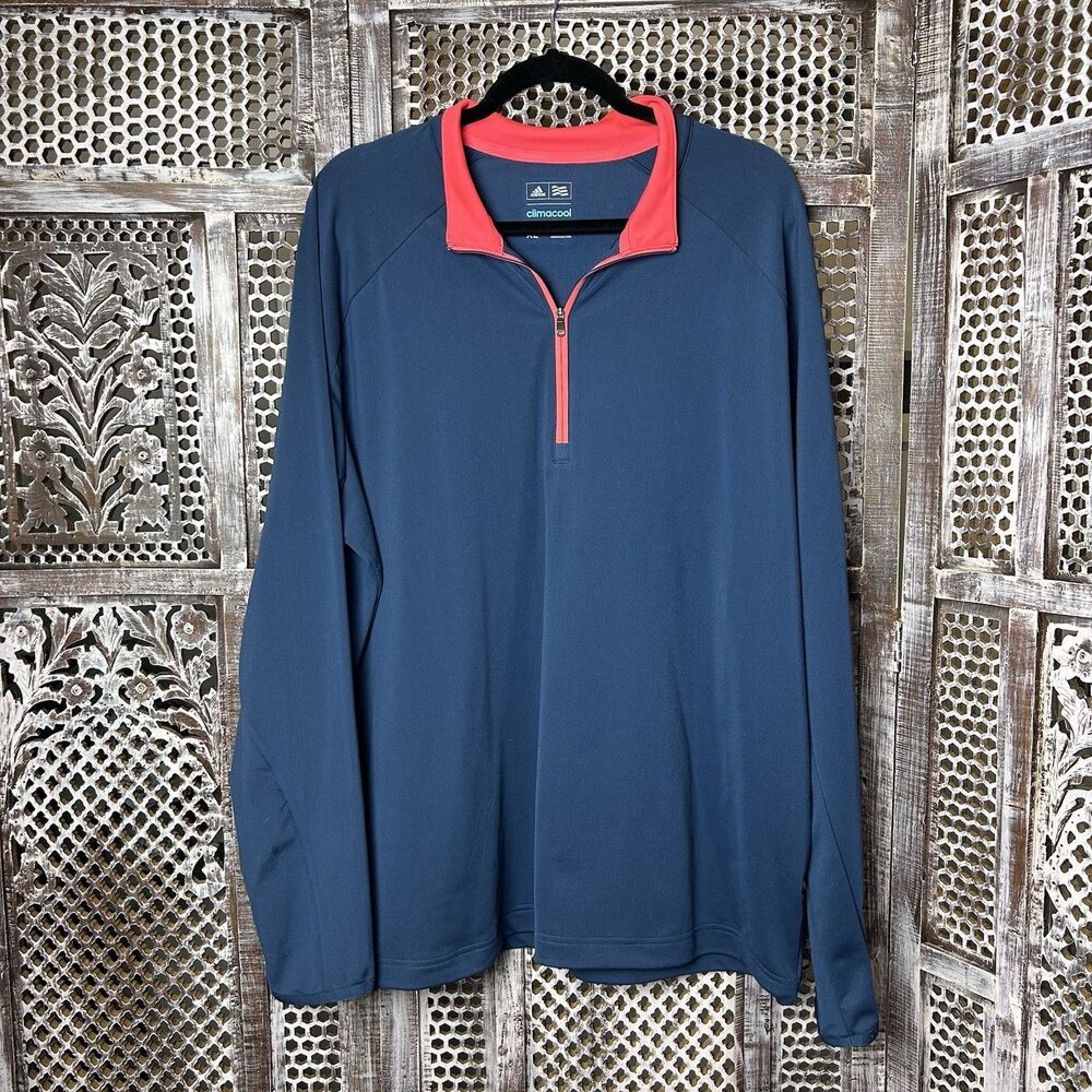 Adidas Climacool Jacket 1/4 Zip - Blue and Coral - Long Sleeve Golf Sports Wear